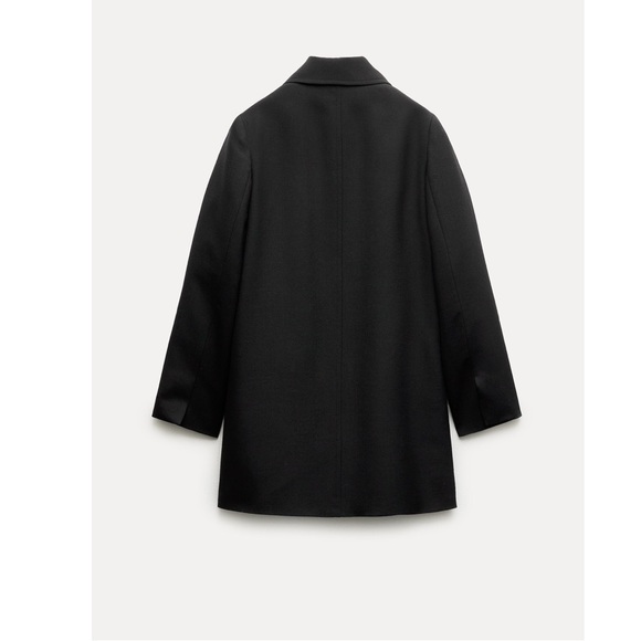 Zara Wool Blend Frock Coat Jacket Lapel collar ZW Collection Black size S NWT - Picture 5 of 16